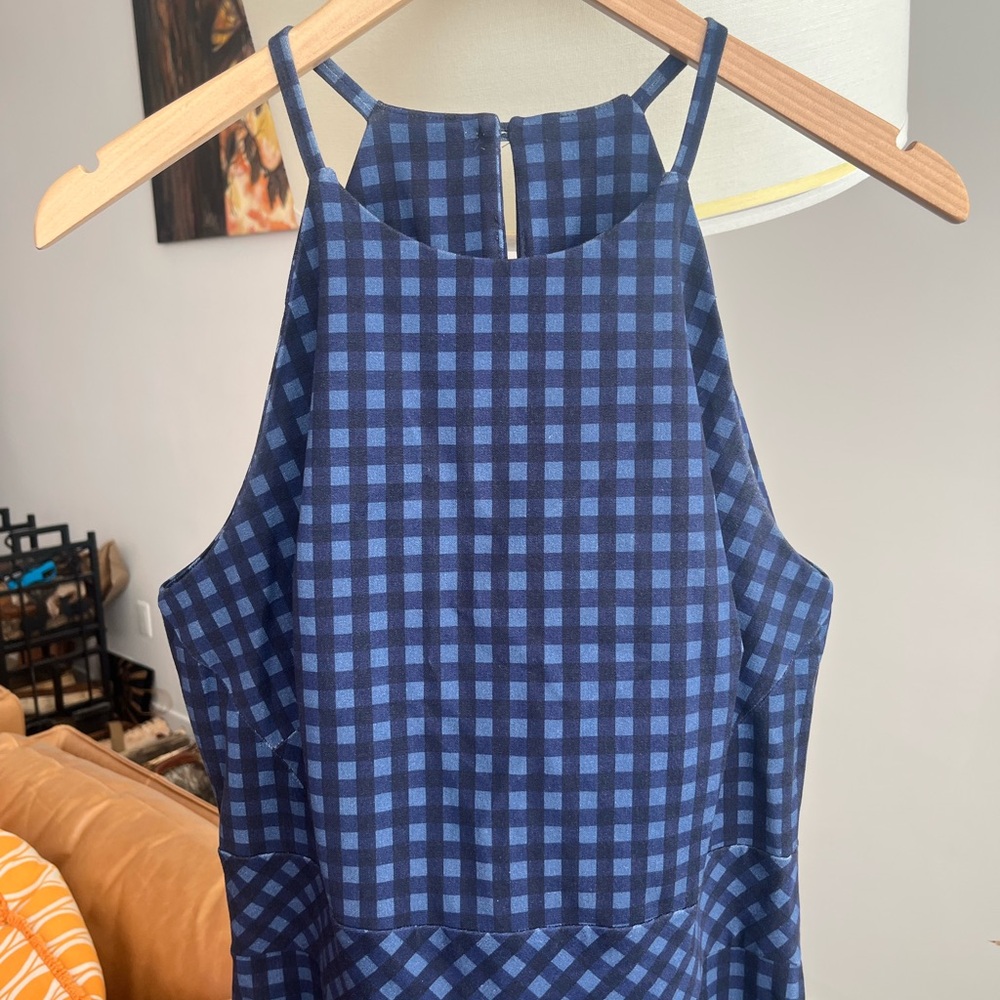 Banana Republic Navy Blue Patterned Halter Sheath Dress - Picture 3 of 6